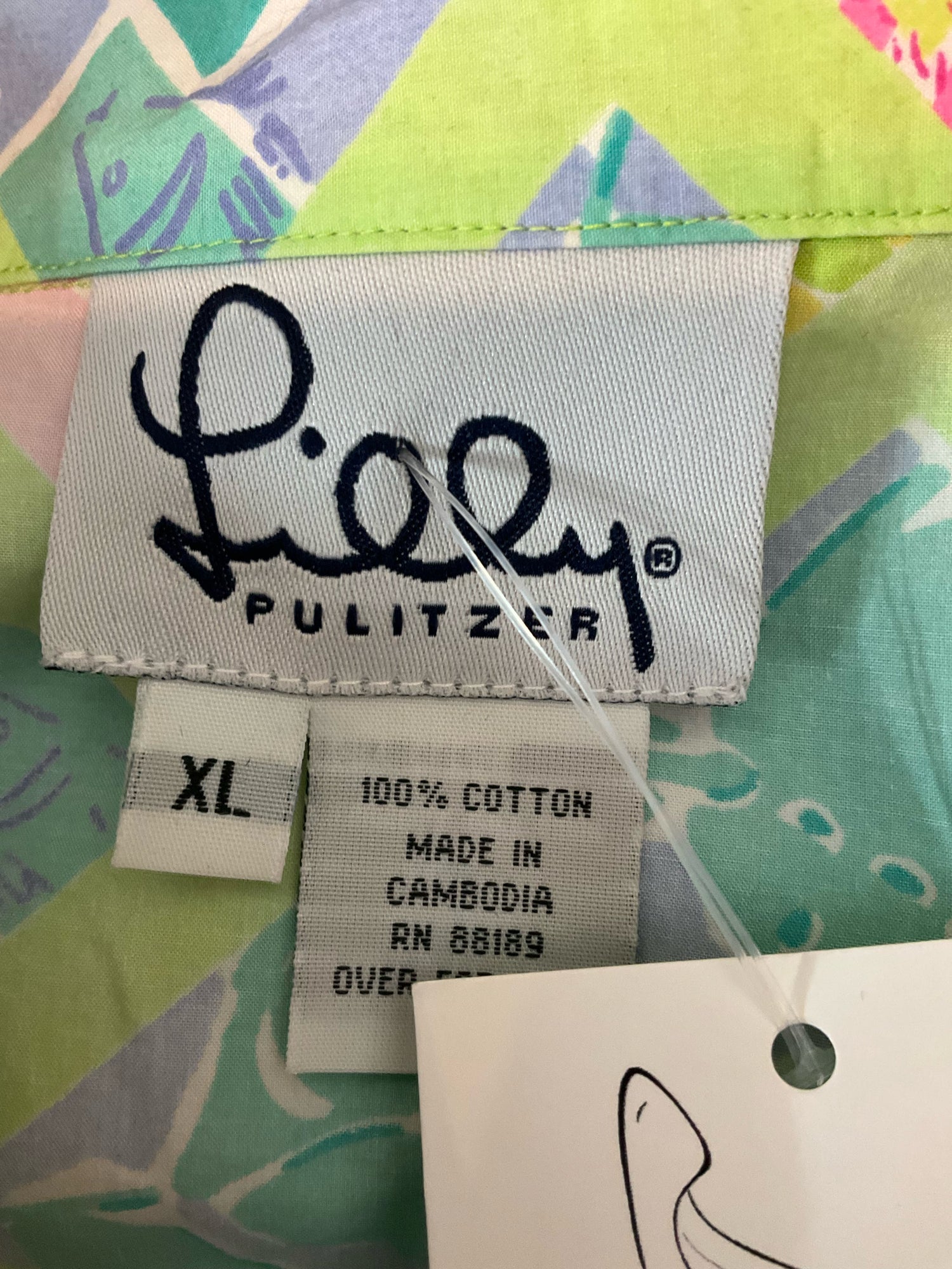 Lily Pulitzer Size XL lime/multi color Print Pre-Owned Casual Top - Downstairs
