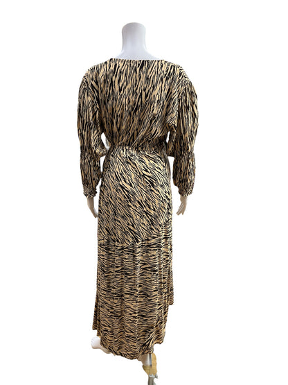 ELF Handmade Animal Print Wrap Dress Duster | Size L | 100% Rayon Bali Made - ONLINE ONLY