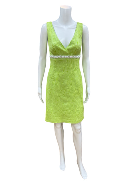 Trina Turk Size 4 Lime Green Print Dress