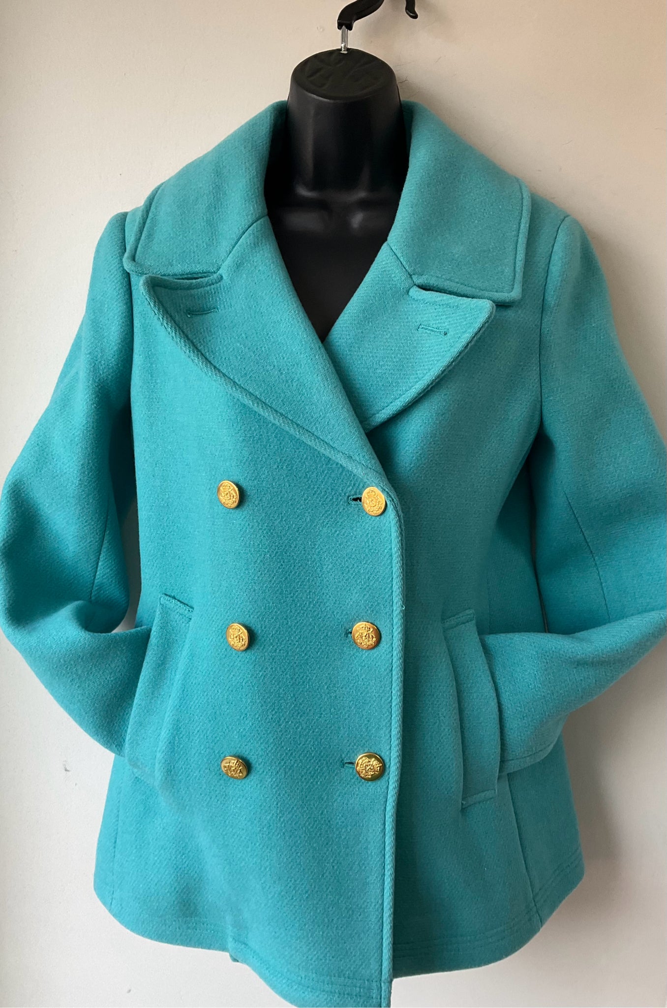 J Crew Size 6 Teal Solid Pre-Owned Ladies Coat