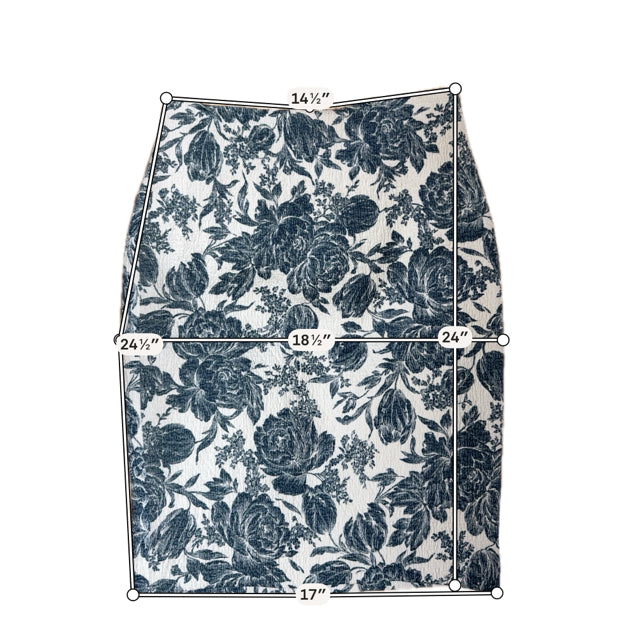 Ann Taylor ecru/blue Skirt Size 4 ecru/blue Floral Pre-Owned Ladies Skirt - Size 4