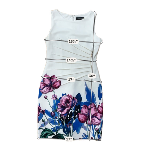 Ivanka Trump Floral Border Pintuck Sheath Dress Size 8