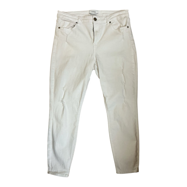 Pistola Aline High Rise Crop Skinny Jeans White Distressed Size 31