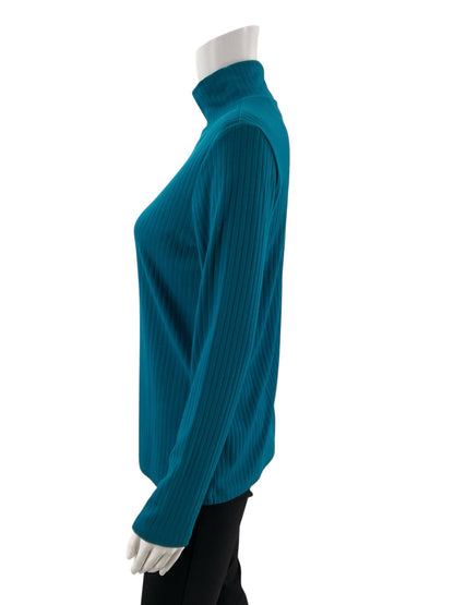 Lands End Turquoise Ribbed Pre-Owned Ladies Top - Size Small Petite - Margaret’s Fine Consignment