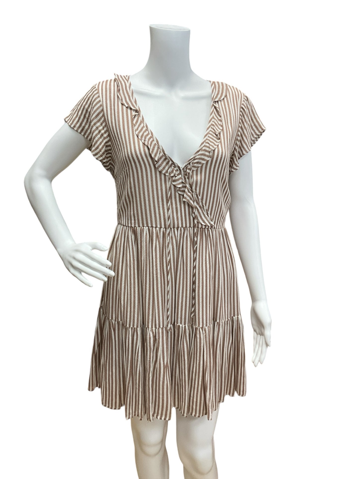 Altar'd State Size XS tan/white Stripe Dress