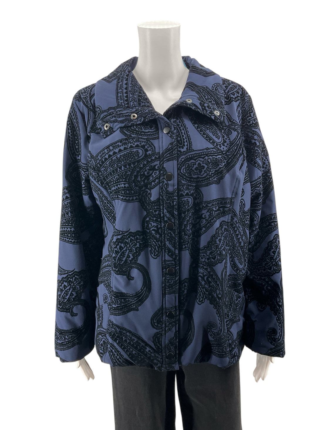 Zenergy Blue/Black Paisley Pre-Owned Ladies Jacket - Size Large - Margaret’s Fine Consignment