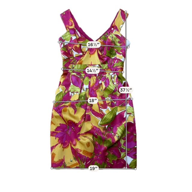 Kay Unger New York Silk Blend Floral V-Neck Sheath Dress Size 6