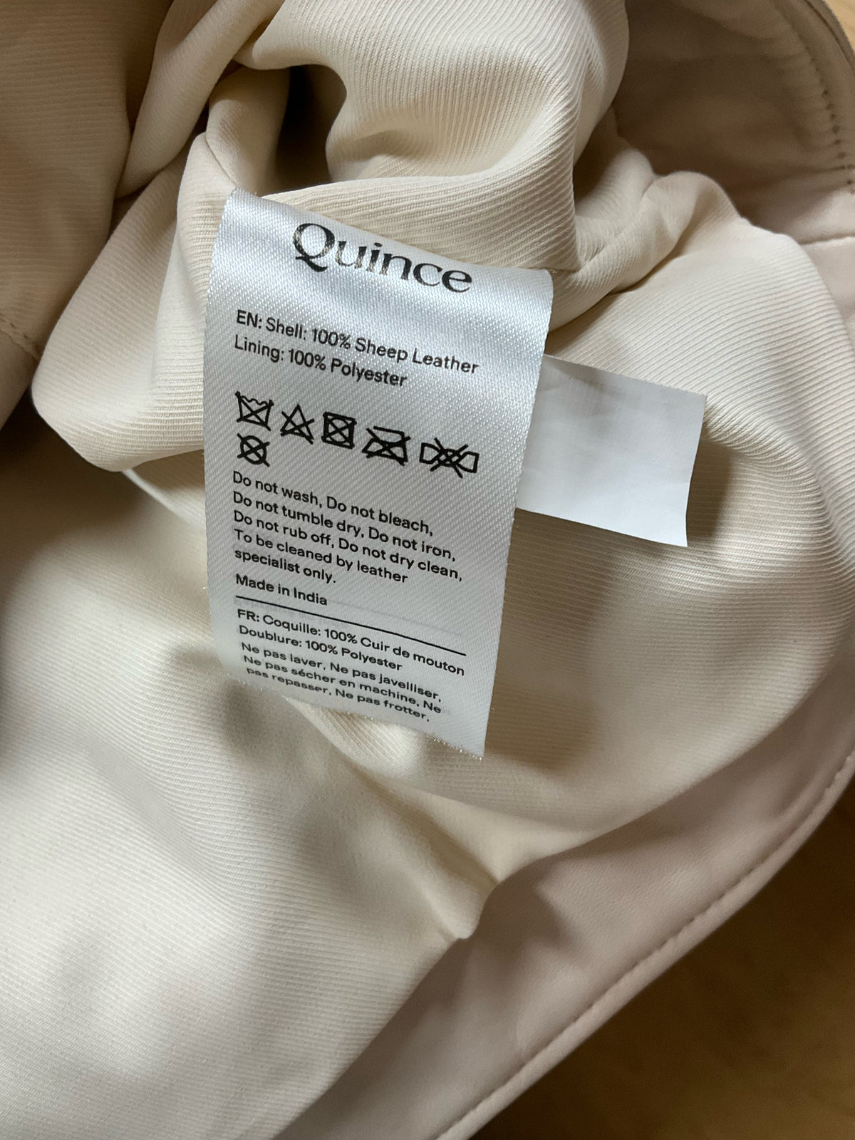 Quince Cropped Sheep Leather Jacket Birch White Womens Size Large