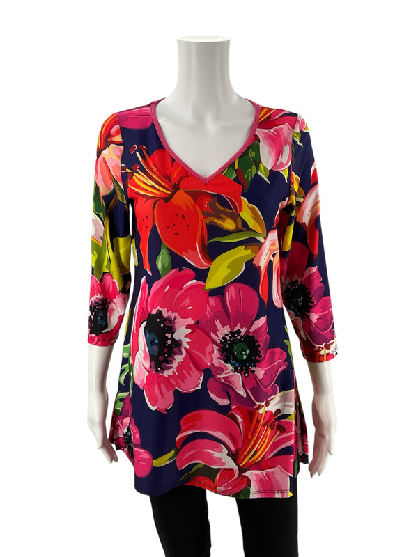 Sophie A Purple/Pink/Orange Floral Pre-Owned Top - Size Medium