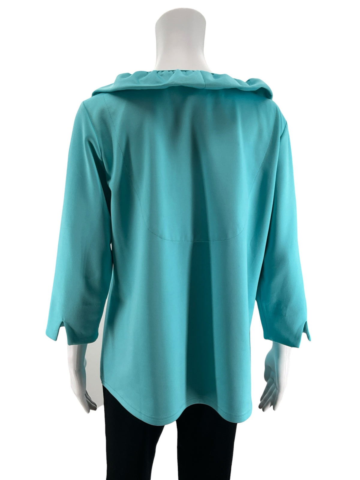 Gretchen Scott Turquoise Solid Ruffled V-Neck Tunic Top - Size XL- ONLINE ONLY