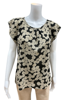 TulleBlack/Beige Print Top Size Medium 