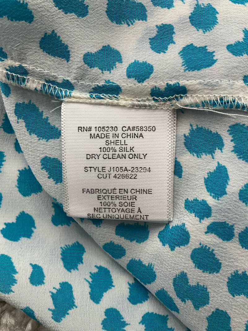 Joie White/Turquoise Print Pre-Owned Ladies Top - Size Small
