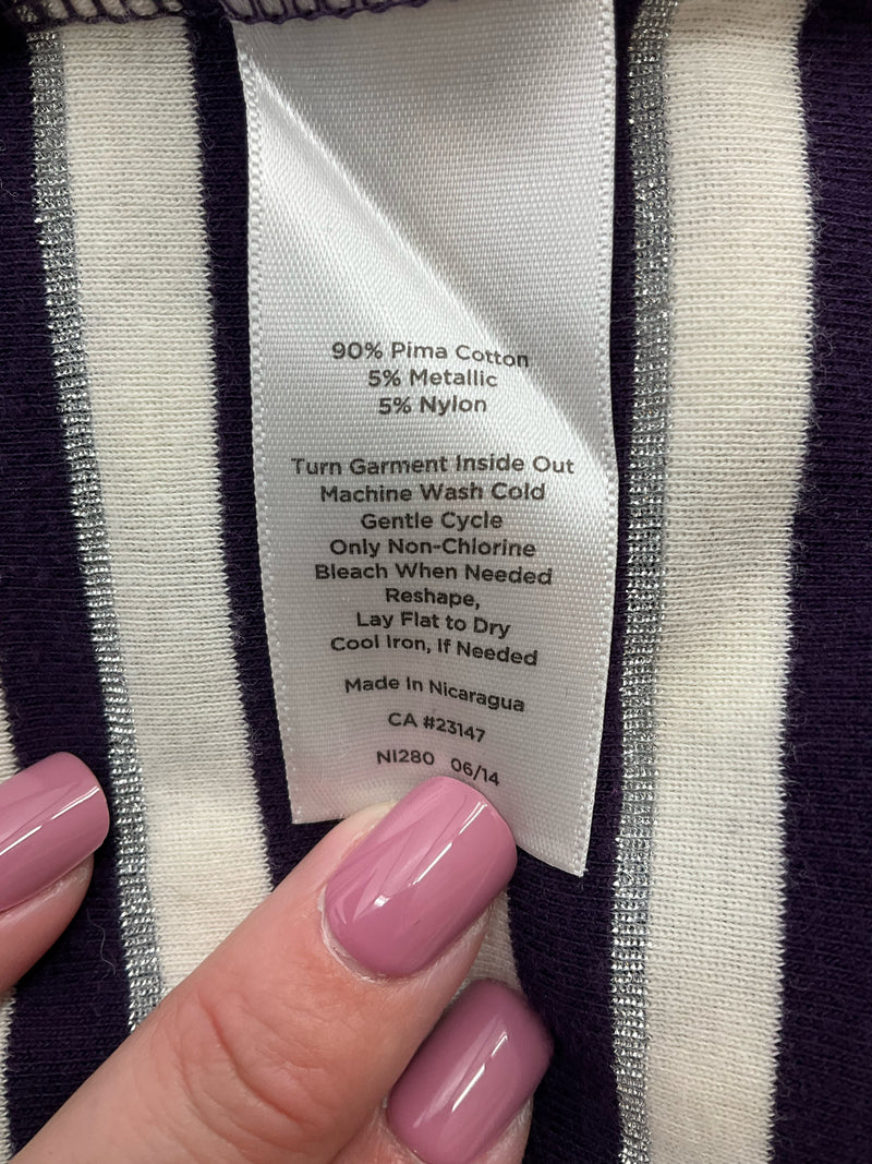 Talbots Purple/White Stripe Pre-Owned Ladies Top - Size Small Petite