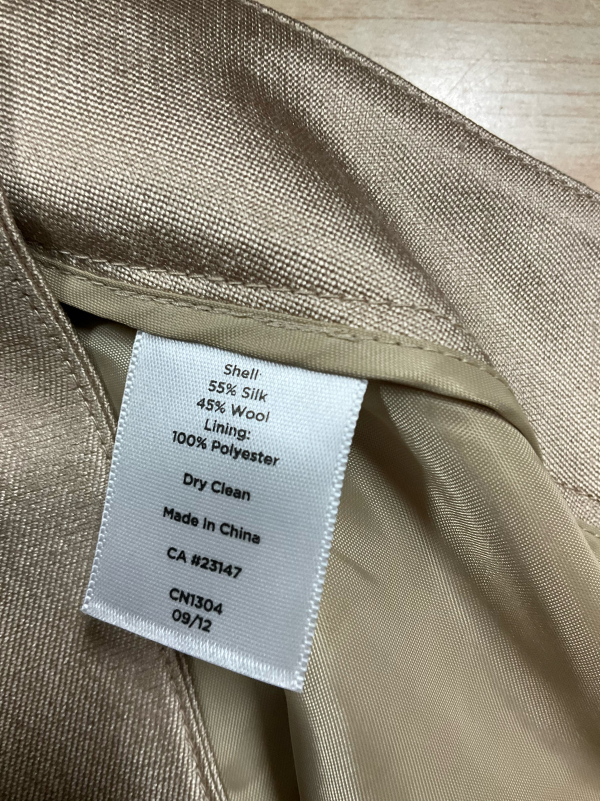 Talbots Signature Size 4 Tan Silk Wool Blend Flat Front Dress Pants - ONLINE ONLY