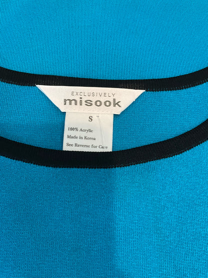 Misook Turquoise Sleeveless Turquoise &amp; Black Trim Sleeveless Ribbed Knit Shell Tank Top Size S - Size S