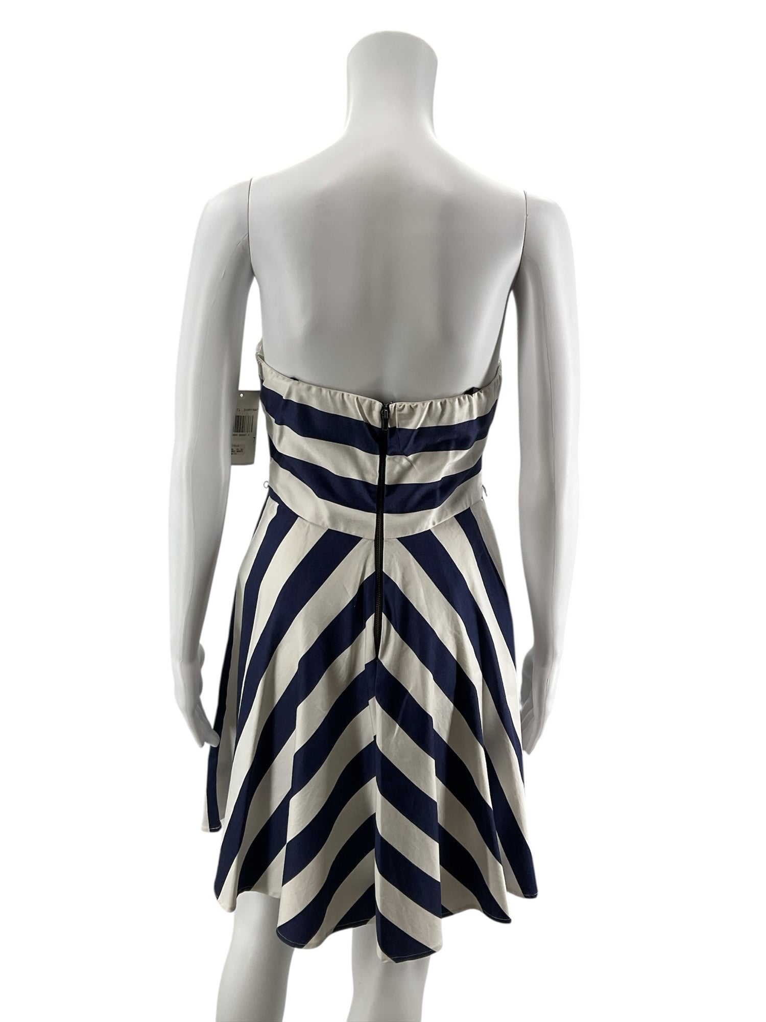 Jodi Kristopher Size 7 white/navy Stripe Pre-Owned Ladies Dress