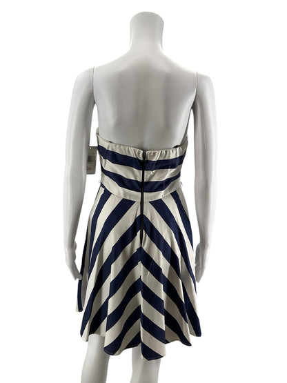 Jodi Kristopher Size 7 white/navy Stripe Pre-Owned Ladies Dress