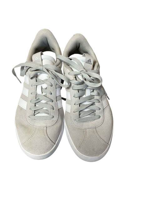 Adidas Gazelle Womens Sneakers Sz 8.5 Grey Suede White Stripes Pre-Owned