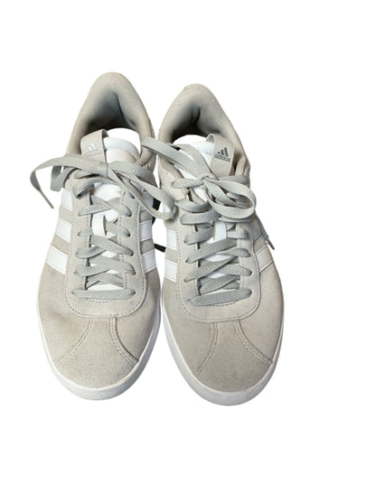 Adidas Gazelle Womens Sneakers Sz 8.5 Grey Suede White Stripes Pre-Owned