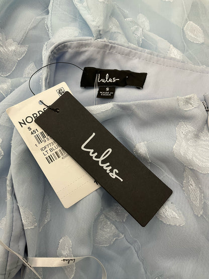 Lulus Dreamy Date Light Blue Floral Jacquard Ruffled Midi Dress Size Small NWT - ONLINE ONLY
