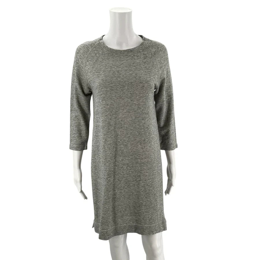 Gray heathered J.Crew ladies dress in size XS, featuring a classic cut and soft fabric texture.