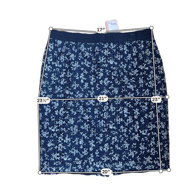 Ann Taylor navy/white Skirt Size 14 navy/white Floral Pre-Owned Ladies Skirt - Size 14