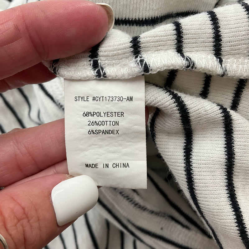 Code Mode White/Black Stripe Pre-Owned Ladies Top - Size Large - Margaret’s Fine Consignment