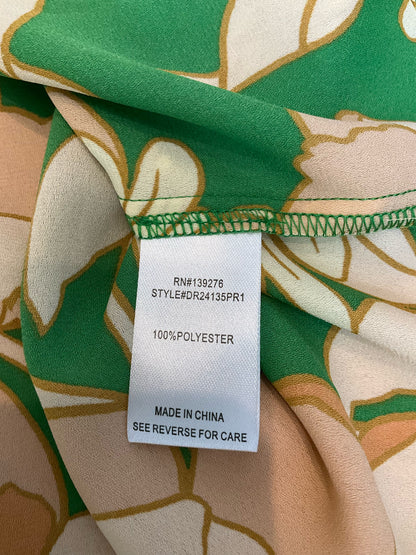 DR2 by Daniel Rainn Floral Puff Sleeve Square Neck Blouse Top XS Green