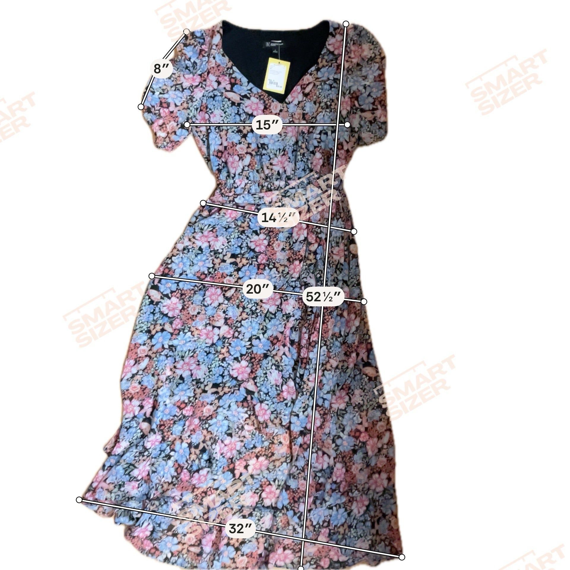INC International Concepts blue/pink/orange Midi Floral Ruffle Wrap Midi Dress Size 4 - Size 4