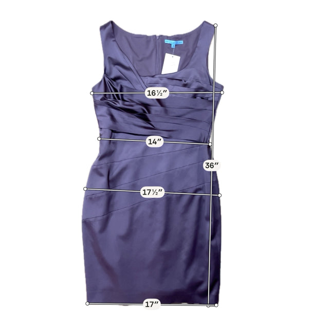 Antonio Melani Purple Asymmetrical Pleated Sheath Dress Size 10
