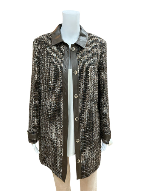 J Mclaughlin Size M brown/black Tweed Pre-Owned Jacket,  consignment