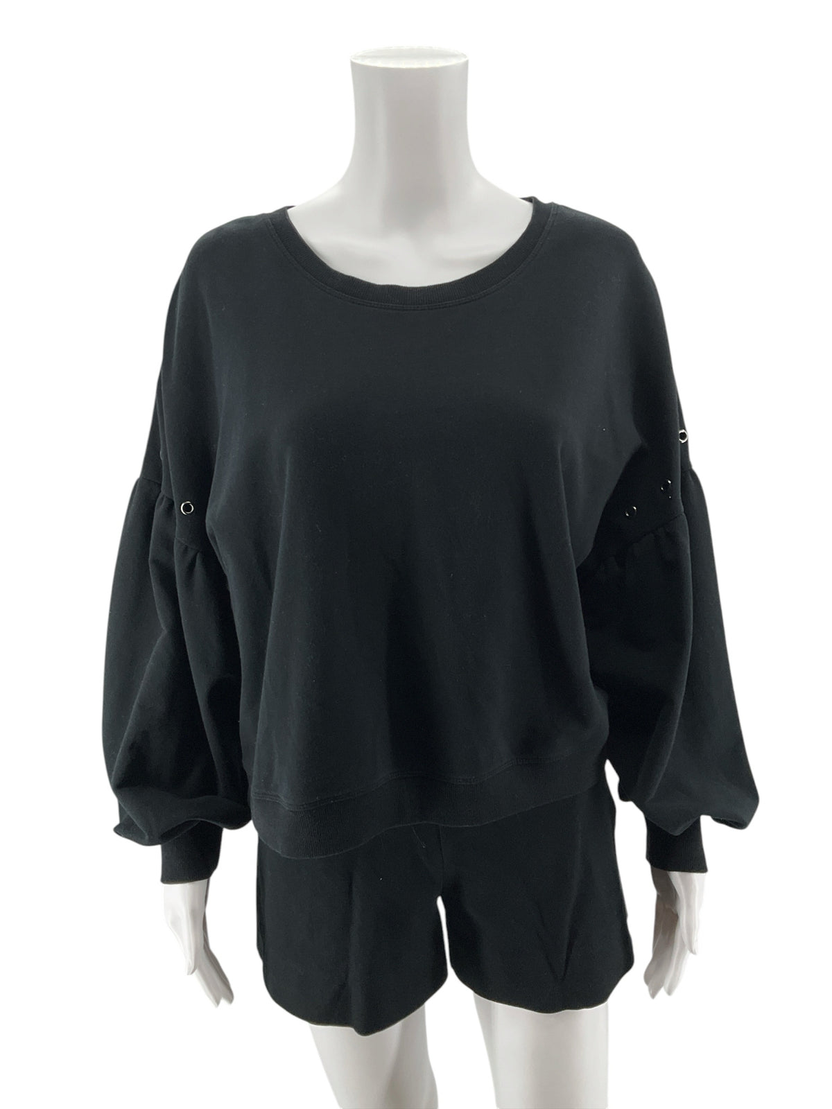Sundays Two Grommet Detail Cropped Sweatshirt Black Size Medium - ONLINE ONLY