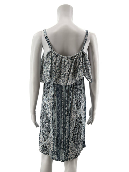 Wildflower white/blue/green Floral Floral Ruffle Cold Shoulder Sundress Size Medium - Size M