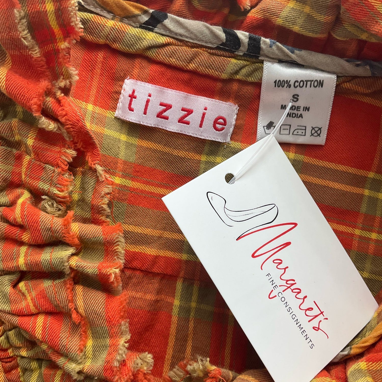 Tizzie Orange/Yellow Pre-Owned Ladies Top - Size Small - Margaret’s Fine Consignment