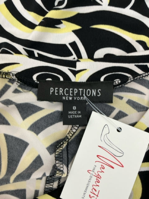 Perceptions Yellow Black Floral Print Sleeveless Sheath Dress Size 8 - ONLINE ONLY