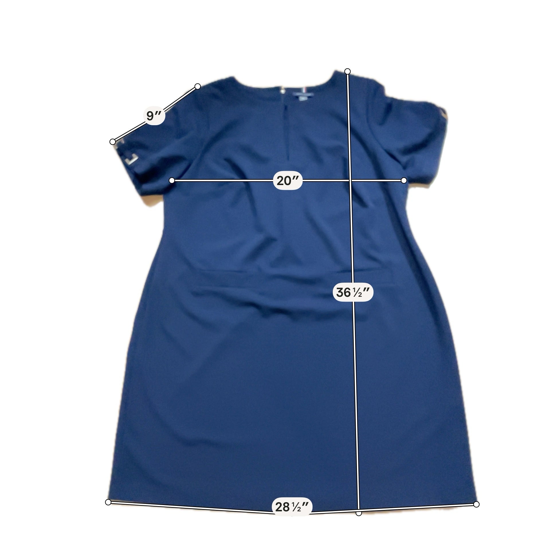 Tommy Hilfiger Plus Size Navy Keyhole Tab Sleeve Shift Dress 18W