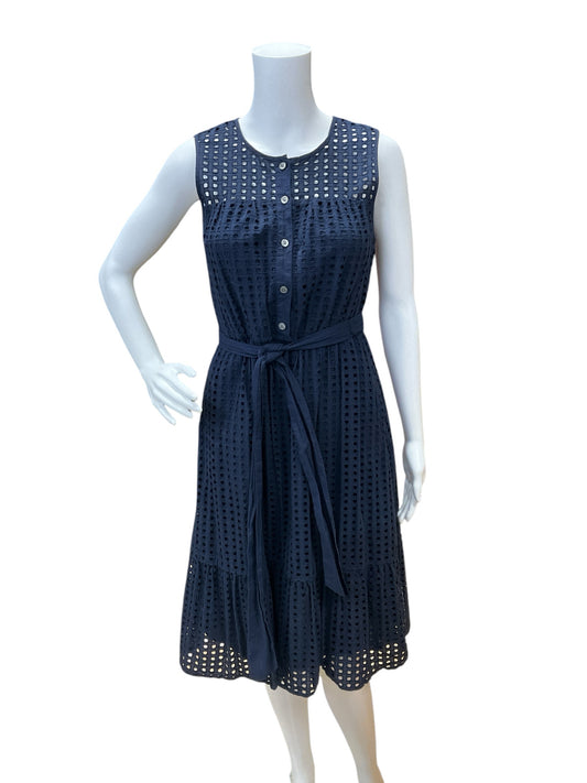 J Crew Size 2 Navy Eyelet Pre-Owned Ladies Dress