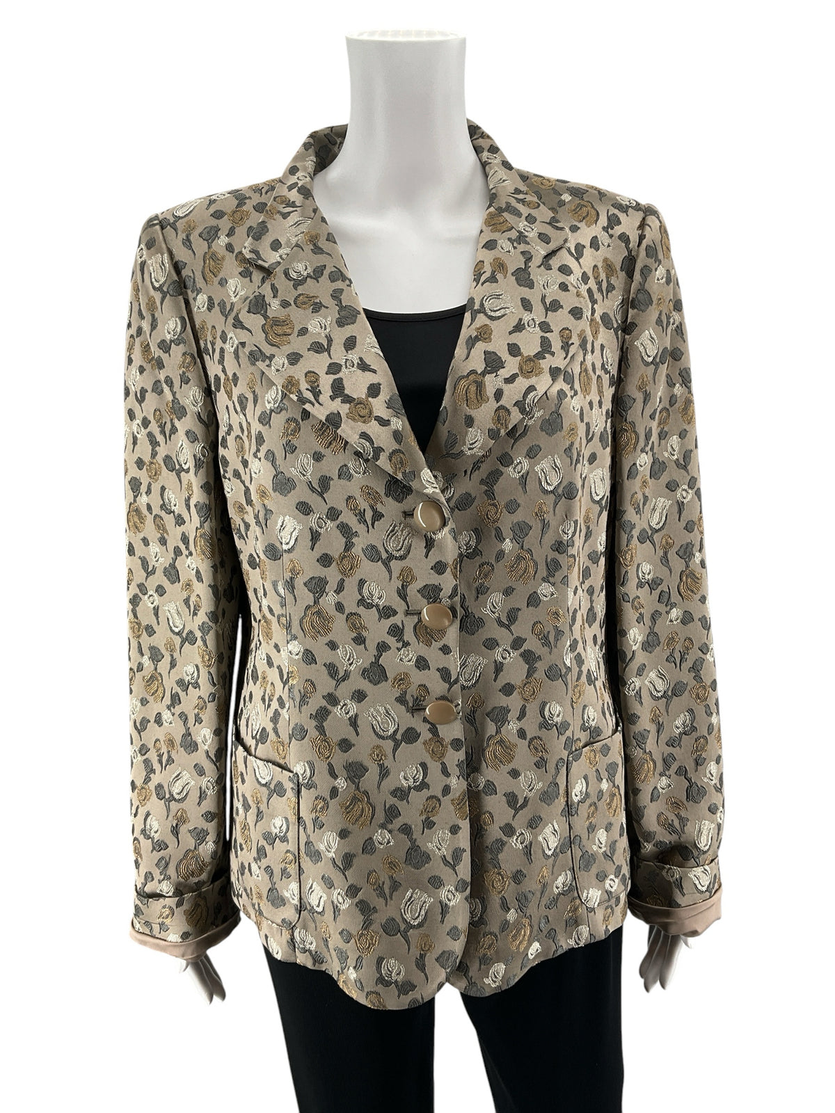 Armani Collezioni Vintage Metallic Floral Jacquard Blazer Made in Italy Size 16