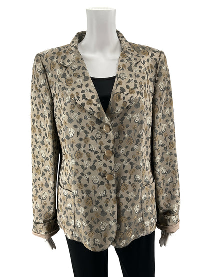 Armani Collezioni Vintage Metallic Floral Jacquard Blazer Made in Italy Size 16