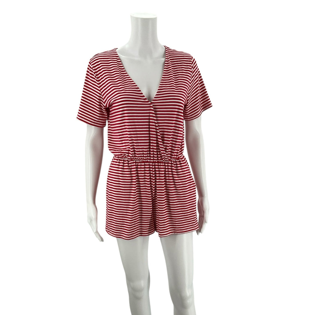 Pink Lily Red/White Stripe Pre-Owned Ladies Romper – Size Small - Margaret’s Fine Consignment