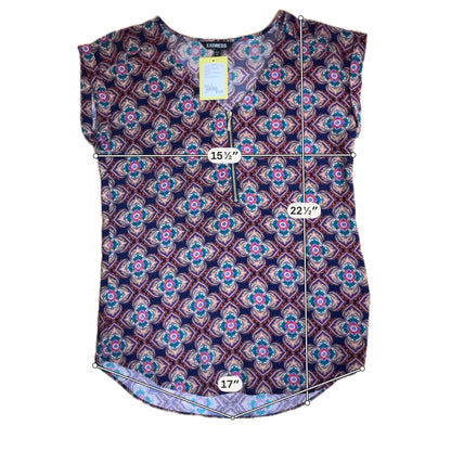 Express Medallion Print Zip V-Neck Blouse Top Size Small - ONLINE ONLY