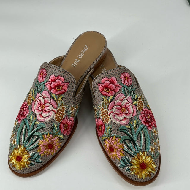 Johnny Was Green/Multi Floral Slip Ons Size 8