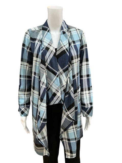 New York Laundry Size M Blue Plaid shrug