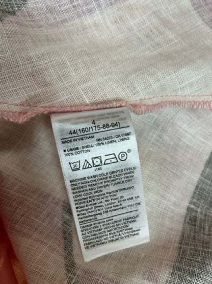 Banana Republic Elessa Linen Mini Dress Geometric Print Pink Tan Size 4