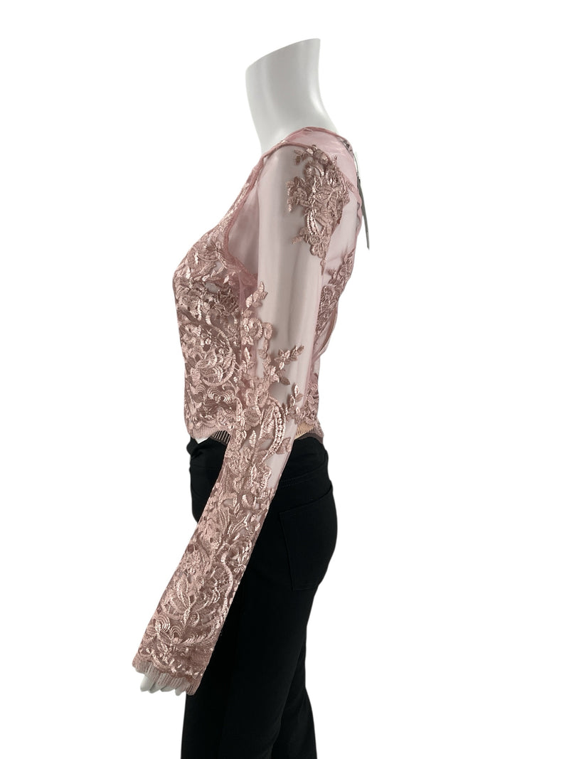 Fashion Nova Pink Mesh Pre-Owned Ladies New with Tags Top - Size Small