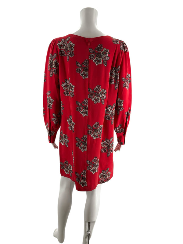 Loft Red/Tan Floral Pre-Owned Ladies New With Tags Dress - Size 8