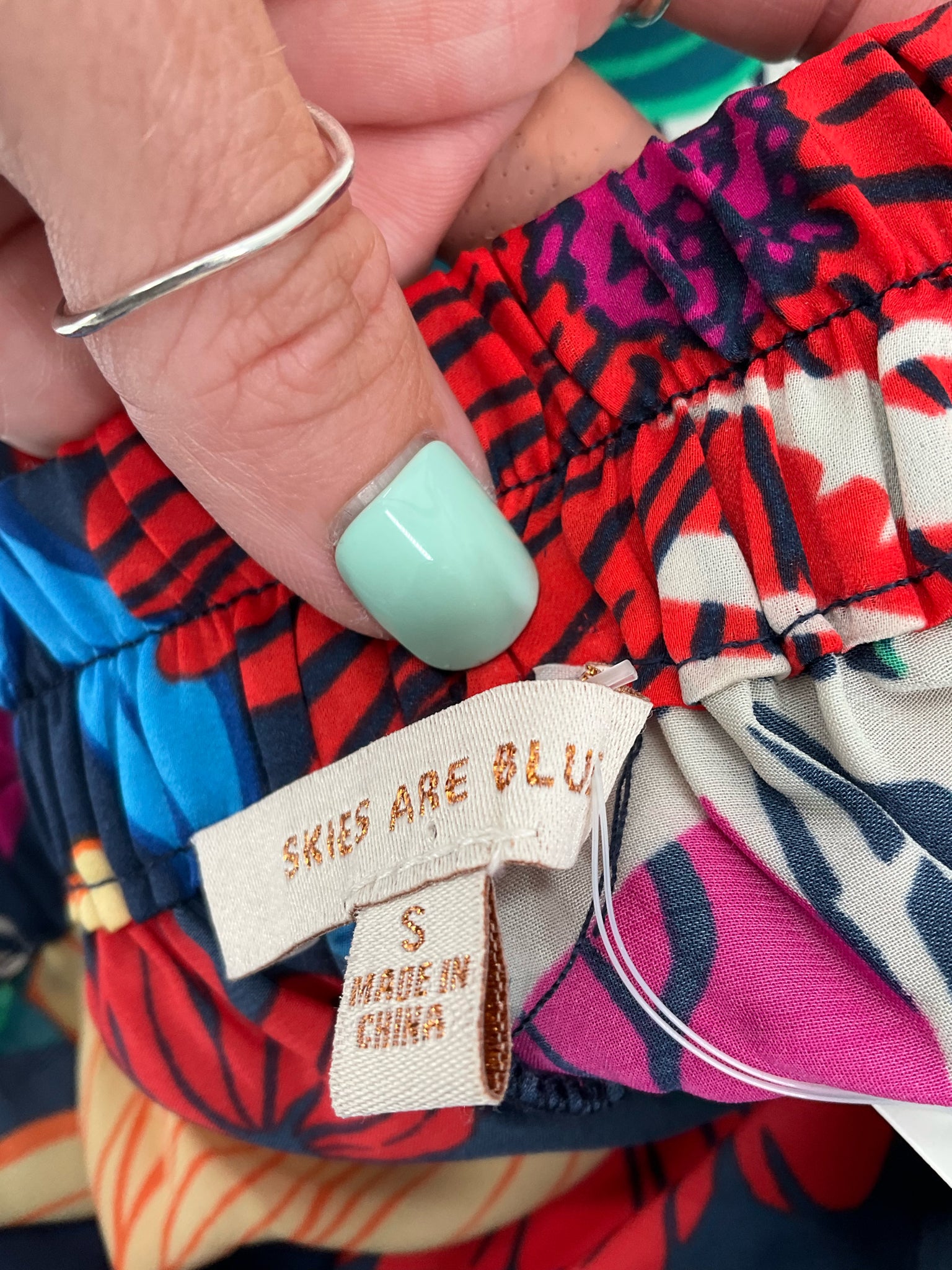 Skies Are Blue Tropical Floral Print High-Waisted Wide Leg Pants Small