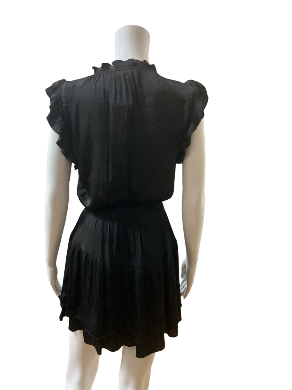 Steve Madden Black Ruffled V-Neck Tiered Mini Dress - Size XS - ONLINE ONLY