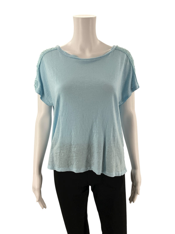 Ann Taylor Light Blue Solid Pre-Owned Ladies Top - Size Large