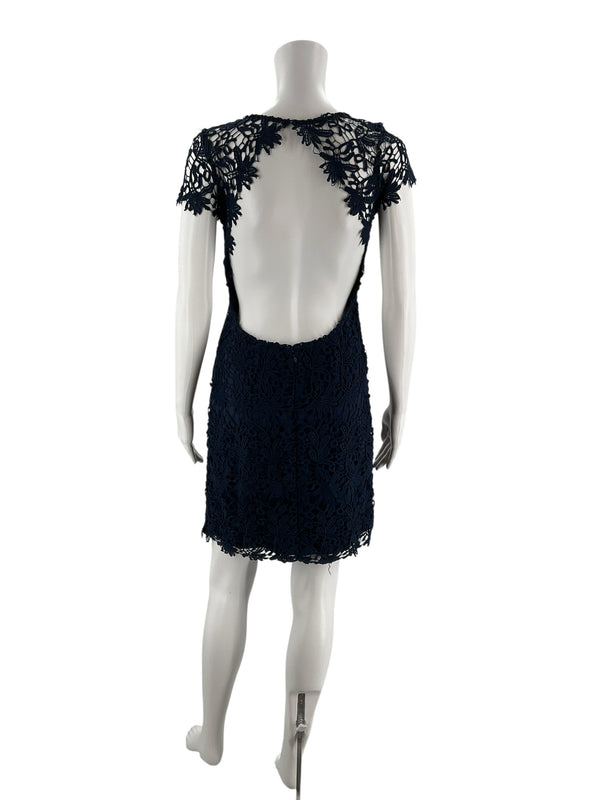 Lulus Navy Lace Pre-Owned Ladies Dress - Size Medium